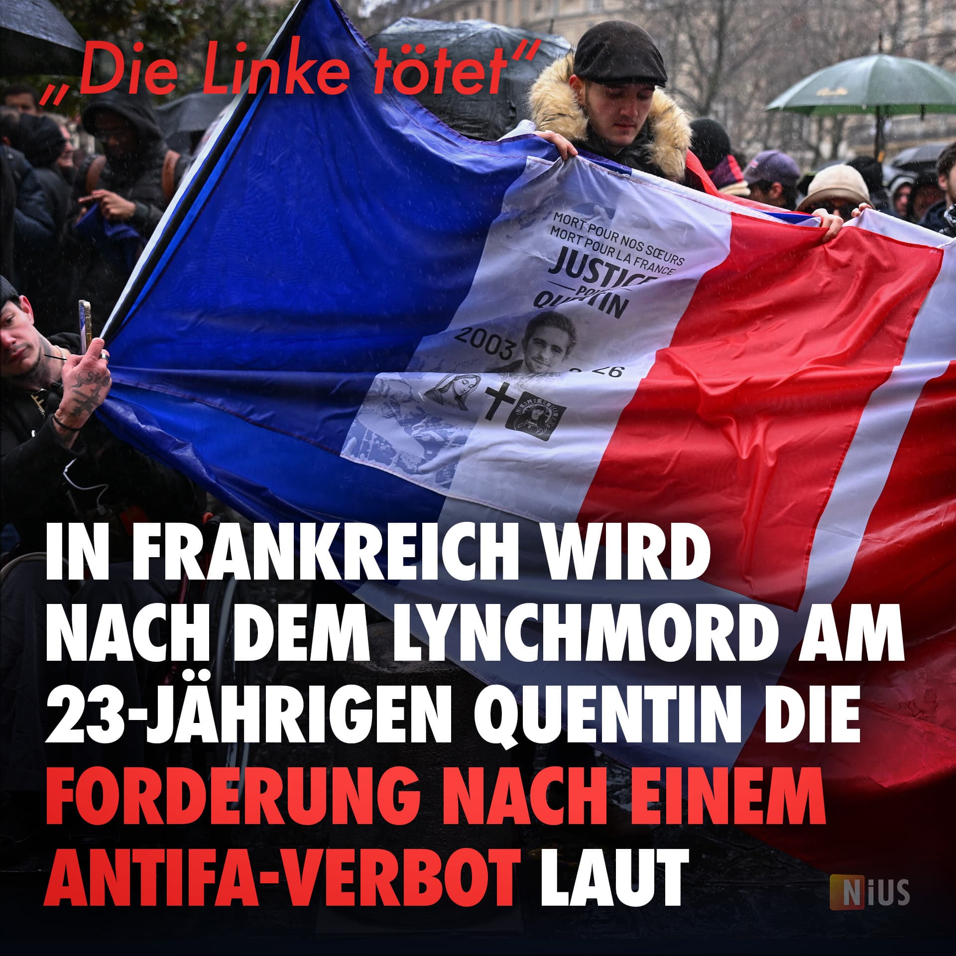 „Die Linke tötet“: In Frankreich wird nach einem Lynchmord am 23-jährigen Quentin die Forderung nach einem Antifa-Verbot laut