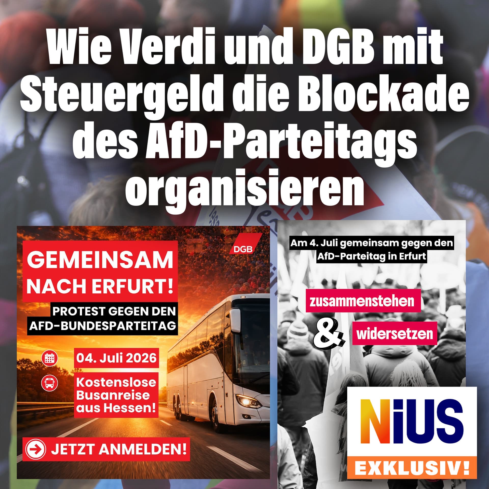 Wie Verdi und DGB mit Steuergeld die Blockade des AfD-Parteitags organisieren