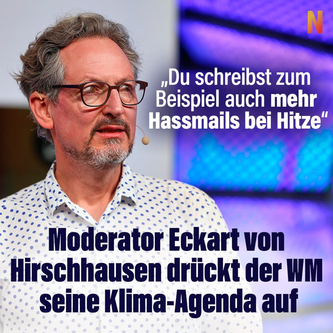 „Du schreibst zum Beispiel auch mehr Hassmails bei Hitze“: Moderator Eckart von Hirschhausen drückt der WM seine Klima-Agenda auf