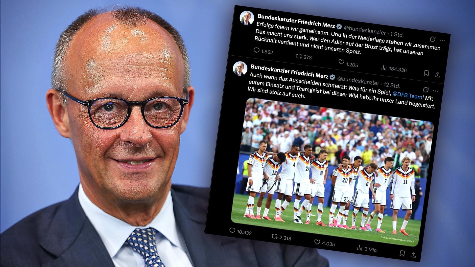 Das WM-Aus und der Kanzler: Was die Posts von Friedrich Merz über Deutschland verraten