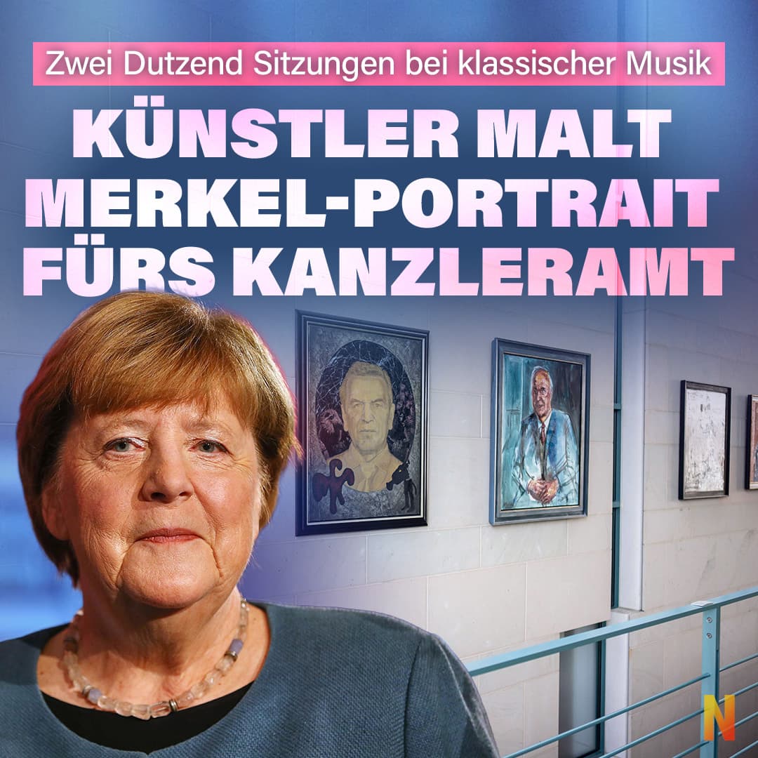 Zwei Dutzend Sitzungen bei klassischer Musik: Künstler malt Merkel-Portrait fürs Kanzleramt