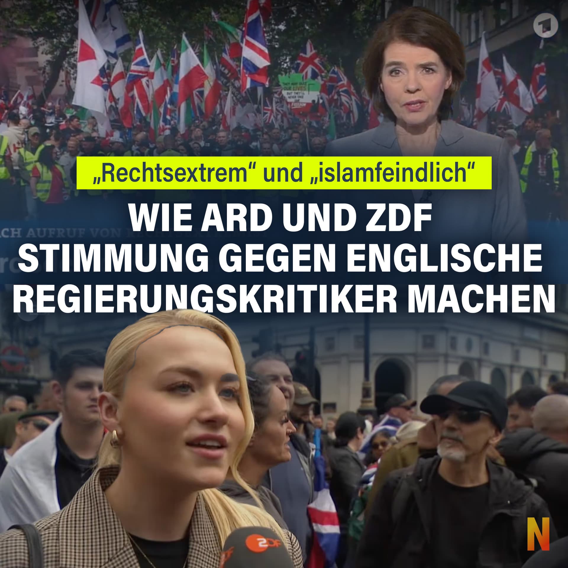 „Rechtsextrem“ und „islamfeindlich“: Wie ARD und ZDF Stimmung gegen englische Regierungskritiker machen