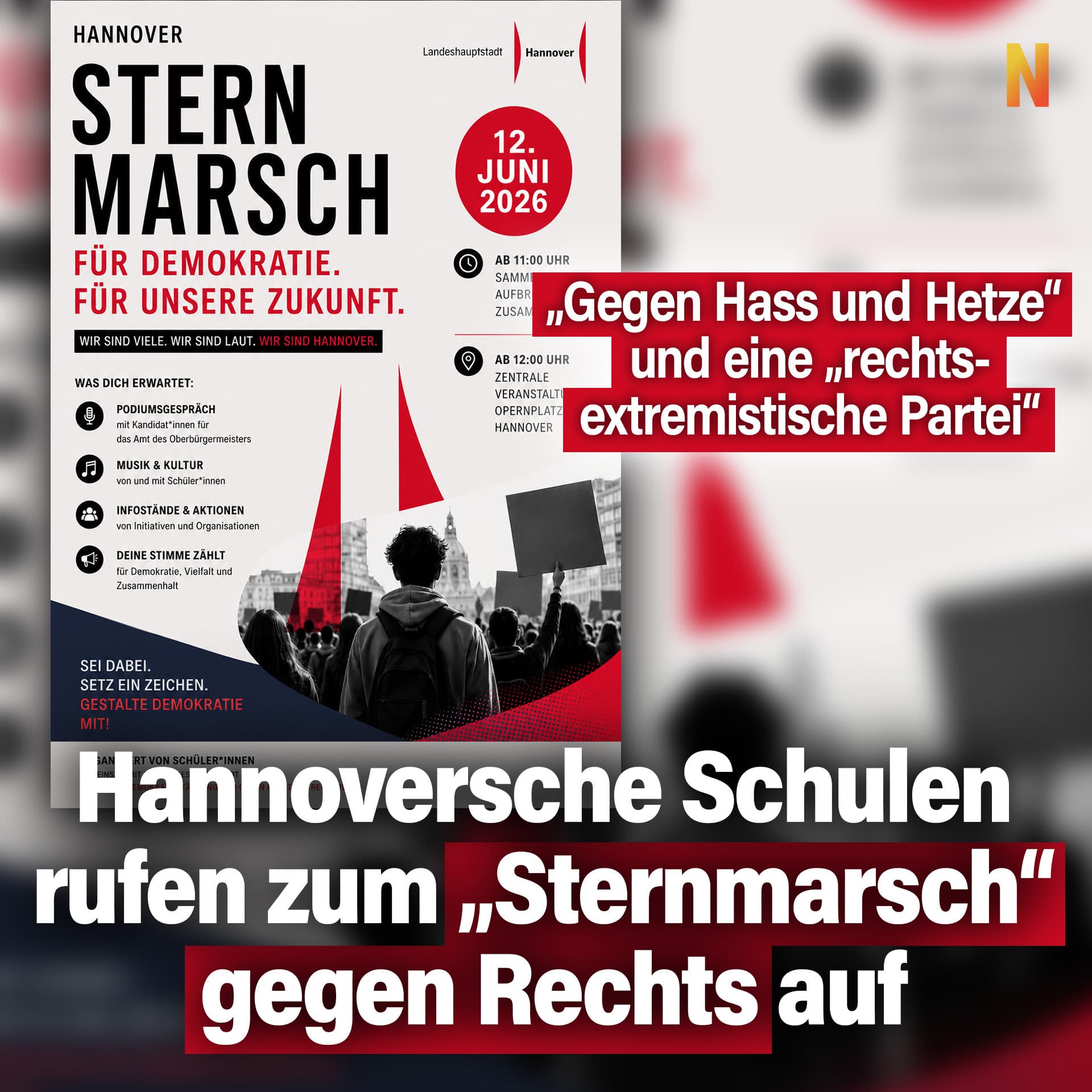 Hannoversche Schulen rufen zum „Sternmarsch“ gegen Rechts auf