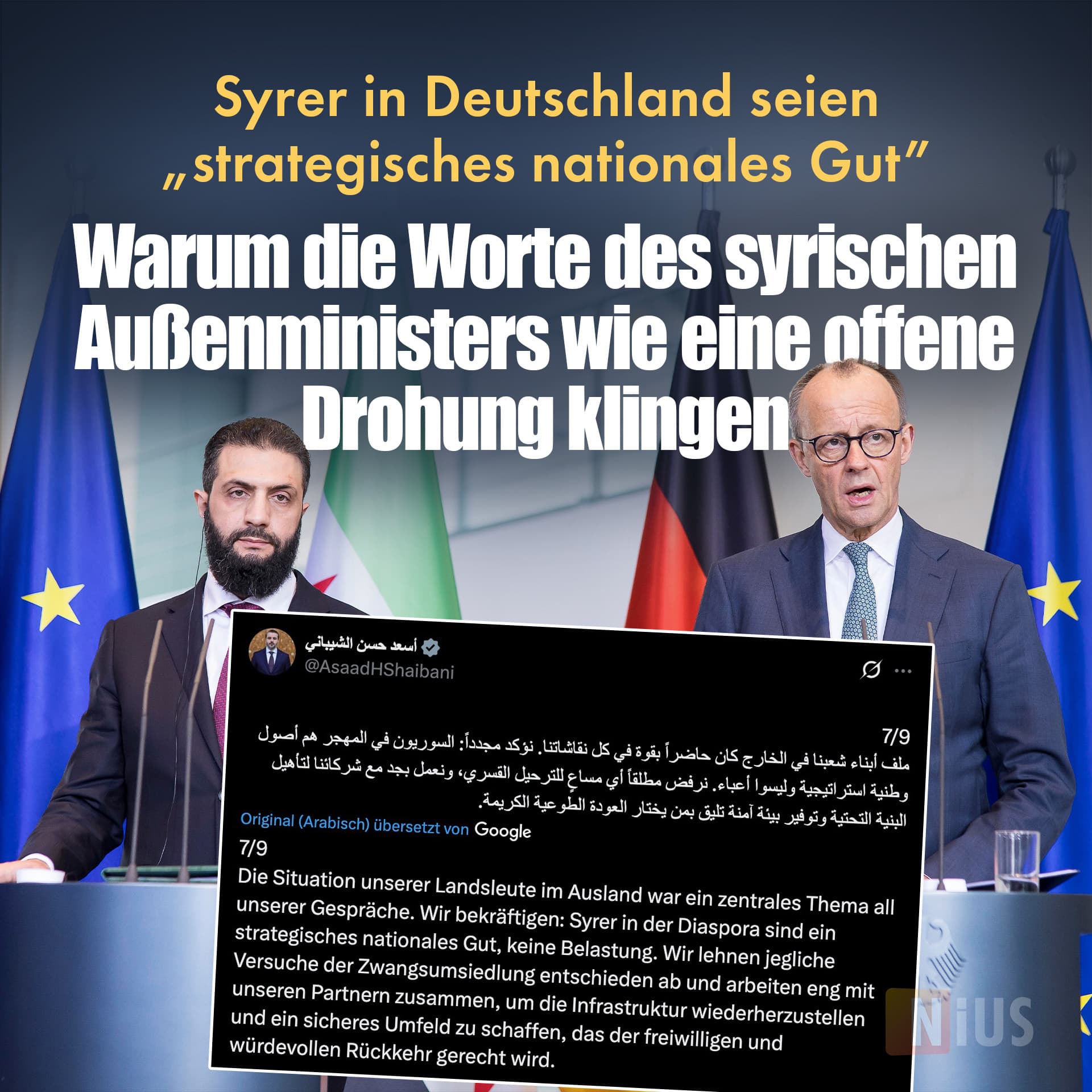 „Strategisches nationales Gut“: Warum die Worte des syrischen Außenministers wie eine offene Drohung klingen