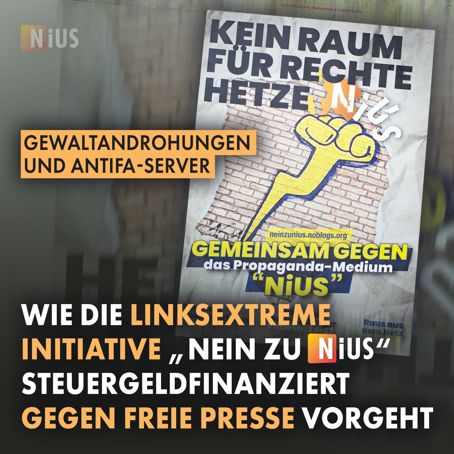 Gewaltandrohungen und Antifa-Server: Wie die linksextreme Initiative „Nein zu NIUS“ steuergeldfinanziert gegen freie Presse vorgeht